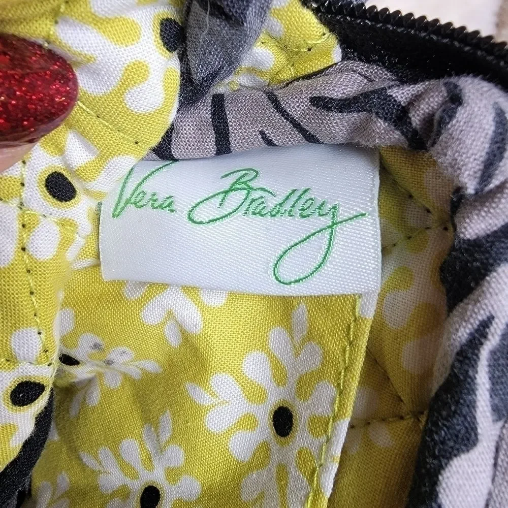 Vera Bradley black & yellow floral small quilted wristlet Handbag
